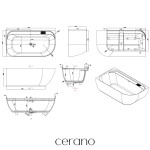 CERANO - Vaňa z liateho mramoru Valeria - voľne stojaca - asymetrická - ľavá - biela matná - 150x80x55 CER-8050BD80380