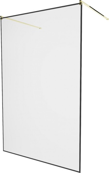 MEXEN/S - KIOTO samostatne stojaca sprchová zástena 120 x 200, transparent/čierna vzor 8 mm, zlatá 800-120-002-50-70