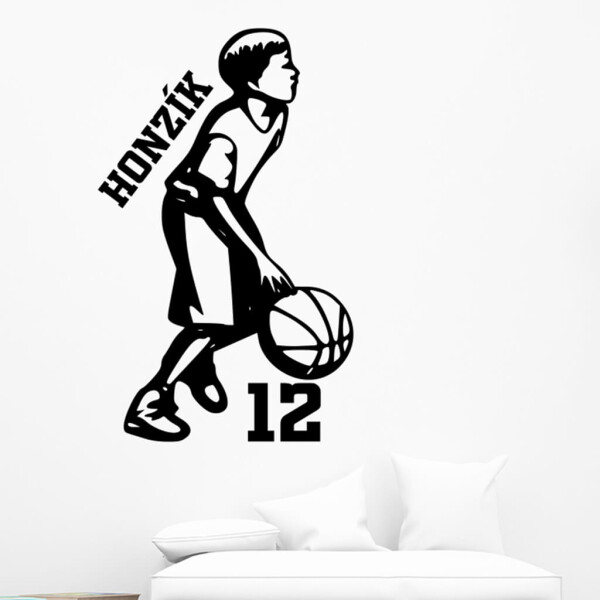 Veselá Stena Samolepka Malý basketbalista Farba: černá, Veľkosť: 40 x 25 cm