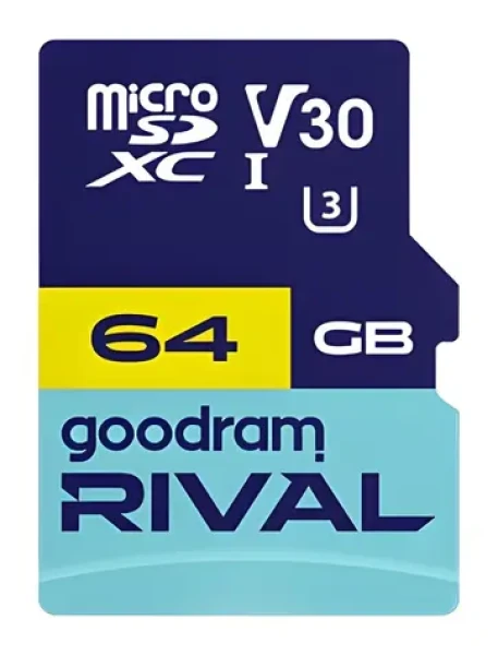 Goodram RIVAL M3AA microSDXC 64 GB + SD adaptér / Class 10 / UHS-I U3 / V30 / R: 100 MB/s / W: 40 MB/s (GGSM3AA-0640R12)