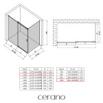 CERANO - Sprchovací kút Santoro Ľ/P - 8 mm - chróm, transparentné sklo - 110x100x195 - posuvný CER-8050BD7349