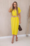 Šaty 5904 s ozdobným opaskom - žlté UNI Žlutá