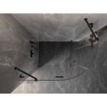 MEXEN/S - Lunar sprchový kút štvrťkruh krídlový ľavá 90 x 70, transparent, čierna 833-090L-070P-70-00