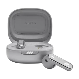 JBL Live Flex sivá / Bezdrôtové slúchadlá do uší / mikrofón / Bluetooth 5.3 / IP54 (LIVEFLEXGRY)