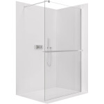 CERANO - Sprchová zástena Walk-in Onyx Round Ľ/P - 8 mm + polička/držiak na uteráky - guľatá vzpera - chróm, transparentné sklo - 100x200 CER-477197