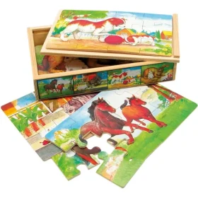 Bino Drevené puzzle v krabičke zvieratka /50 dielikov/ od 0 rokov