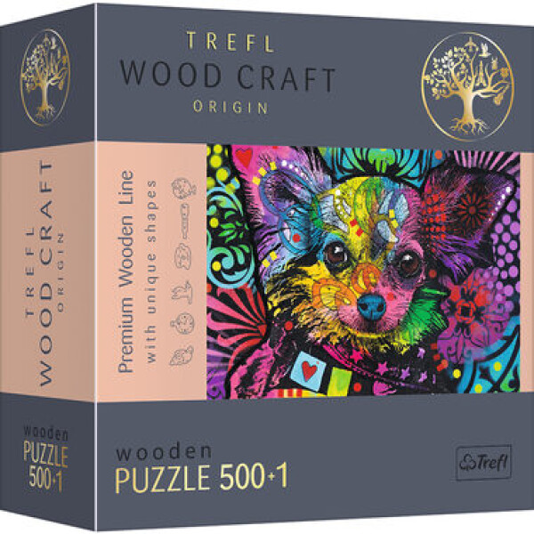 Trefl Wood Craft Origin - Puzzle - Farebné šteňa