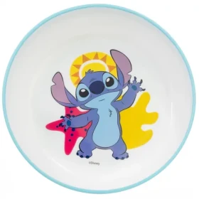 STOR Detská jedálenská miska Stitch / Plast / Bez BPA / Protišmykové dno / Do mikrovlnky (75091)