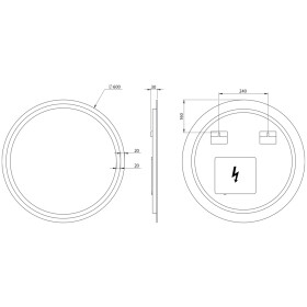 SAPHO - NYX guľaté zrkadlo s LED osvetlením, ø 60cm NY600