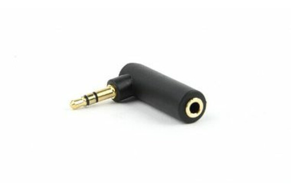 Gembird audio adaptér jack 3.5mm (M) na jack 3.5mm (F) / pravý uhol / čierna (A-3.5M-3.5FL)