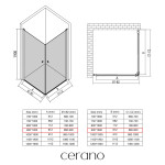 CERANO - Sprchovací kút Antelo Duo Ľ/P - 6 mm - čierna matná, transparentné sklo - 90x90x190 - otočný CER-433278