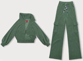 Casual komplet v olivovej farbe s nohavicami typu cargo (AMG-338A) odstíny zelené XL (42)