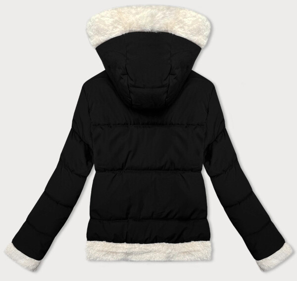 Čierna dámska bunda s kožušinou J Style (16M9213-392) odstíny černé L (40)