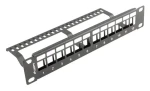 Lanberg Patch panel pre Keystone čierny / Patch panel / 12 portov / 1U / 10" / neosadený s organizérom (PPKS-9112-B)