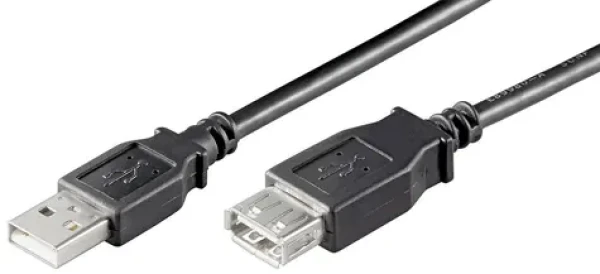 MicroConnect Prepojovací kábel USB 2.0 M - USB 2.0 F 0.3m čierna / 480 Mbit/s (USBAAF03B)