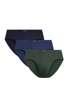 3PACK 3MP-129 Pánske nohavičky Dark Blue/Olive/Blue - Atlantik XL tmavě modrá-zelená