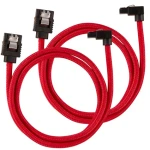 Corsair Premium Sleeved SATA 6Gbps kábel lomený 60cm červená (2ks) (CC-8900284)