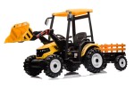 Mamido Mamido Dětský elektrický traktor TITAN 24V 400W s přívěsem a lžíci žlutý