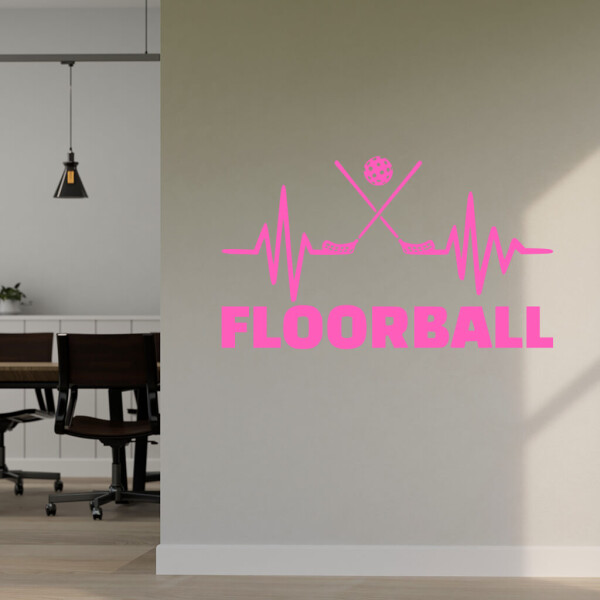 Veselá Stena Samolepka Floorball Farba: růžová, Veľkosť: 80 x 46 cm