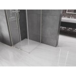 MEXEN/S - Velar L sprchovací kút, posuvné dvere 100 x 100, transparent, nikel kartáčovaný 871-100-100-03-97