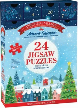 EUROGRAPHICS Puzzle Adventný kalendár: Vianočné dediny