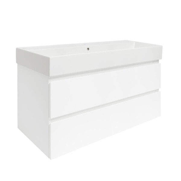 Kúpeľňová skrinka s umývadlom SAT B-Way 99x50x45 cm biela lesklá BWAY2100WU2BI BWAY2100WU2BI