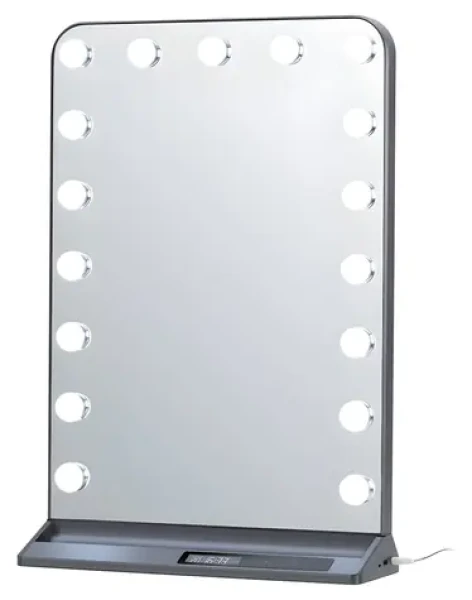 Immax Hollywood Make- UP šedá / LED zrkadlo / CCT / LCD display / USB-C / USB-A (09101L)