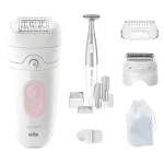 Braun Silk-épil 5-230 bielo-ružová / Epilátor / 28 pinziet / 2 rýchlosti / vodeodolný / 3 nástavce (7500435225007)