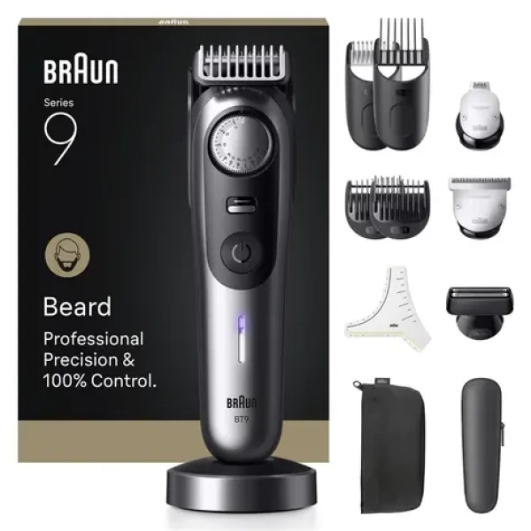 Braun BT9560 čierna/strieborná / Zastrihávač fúzov / rýchle nabíjanie / Li- ION (BT9560)