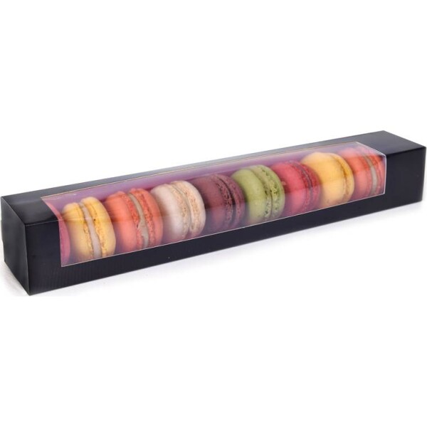 Krabička na macarons čierna ružová veľká 1 ks - House of Marie - House of Marie