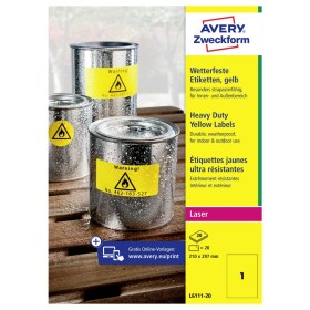 Avery-Zweckform L6111-20 210 x 297 mm prehľad produktov fólie žltá 20 ks trvalé Fóliové etikety laser, kópie; L6111-20
