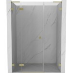 MEXEN/S - Lunar L sprchové dvere krídlové ľavé 150, transparent, zlatá kartáčovaná 834SL-150-050-55-00-L