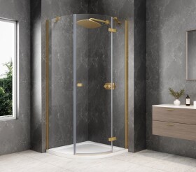 POLYSAN - GLOBE GOLD MATT štvrťkruhová sprchová zástena 1000x1000, číre sklo, pravé GB2610RG