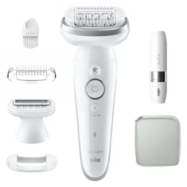 Braun Silk-épil 9-341 SensoSmart bielo-strieborná / Epilátor + holiaci strojček / 40 pinziet / 2 rýchlosti / Smartlight (7500435225182)