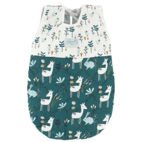 Petitcollin Spací vak zeleno-biely pre bábiky 36-40 cm
