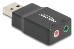 DeLock čierna / Externá zvuková karta / USB 2.0 / 2x 3,5 mm jack / Plug Play (66634)