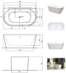 BESCO - Voľne stojaca vaňa VICA NEW biela, sifón s napúšťaním prepadom - Farba - Biela, Farba sifónu - Zlatá, Rozmer vane - 150 × 80 cm VANVIC150NZN