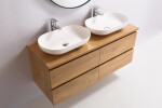 CERANO - Kúpeľňová skrinka Carole + doska pod umývadlo Navira Pro - 36 mm - dub medový - 140x51,6x46 CER-668309
