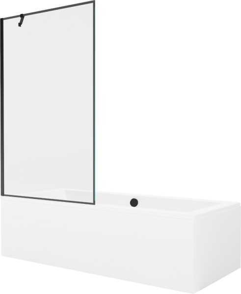 MEXEN/S - Cube obdĺžniková vaňa 180 x 80 cm s panelom + vaňová zástena 100, čierna vzor 550518080X9510007070