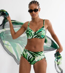SUMMER PALM - Minimalizujúci vrchný diel plaviek s kosticami Triumph GREEN COMBINATION 42D