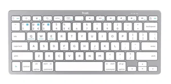 Trust BASICS strieborná / Bezdrôtová klávesnica / membránová / Bluetooth / US Layout (24651)