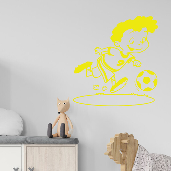 Veselá Stena Samolepka Chlapček futbalista Farba: žlutá, Veľkosť: 80 x 86 cm