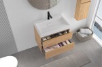 CERANO - Kúpeľňová skrinka Velora - dub medový, úchytka zlatá + umývadlo z lit. mramoru s otvorom Vita - biela lesklá - 70x63x46,5 CER-8050BD83881