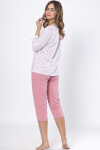 Pyžamo Leveza 1636 Dobrusia 3/4 M-2XL otvorené bílo-růžový prášek XXL