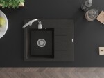 MEXEN MEXEN - Ben granitový drez 1 s odkvapkávačom ľavý 600 x 500 mm, čierna/zlatá metalik, sifón chróm 6522605000-75