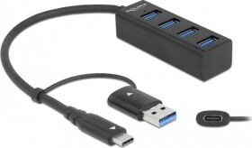 Delock 4P USB 3.2 Gen1 Hub+USB-C/A - 63828