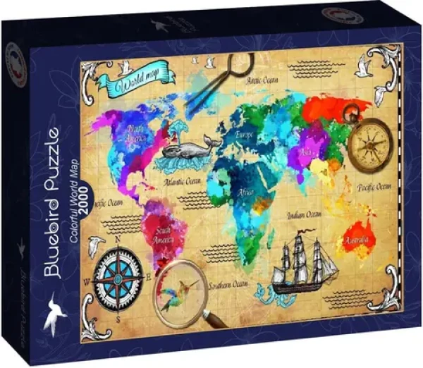 BlueBird Puzzle Farebná mapa sveta