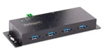 StarTech Industrial USB Hub čierna / USB hub / 4 porty USB-A / 5 Gbps / oceľové telo (5G4AINDNP-USB-A-HUB)