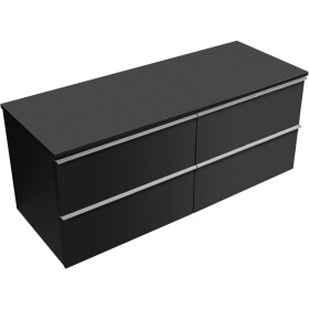 CERANO - Kúpeľňová skrinka Velora - čierna matná, úchytka chrómová + doska pod umývadlo Navira Slim - 18 mm - 120x54,8x46,5 CER-664774