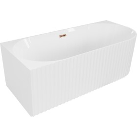 MEXEN/S - Gia voľne stojaca rohová vaňa reliéf ľavá 170 x 80, biela lesk, sifón a prepad ružové zlato 52701708000L-60